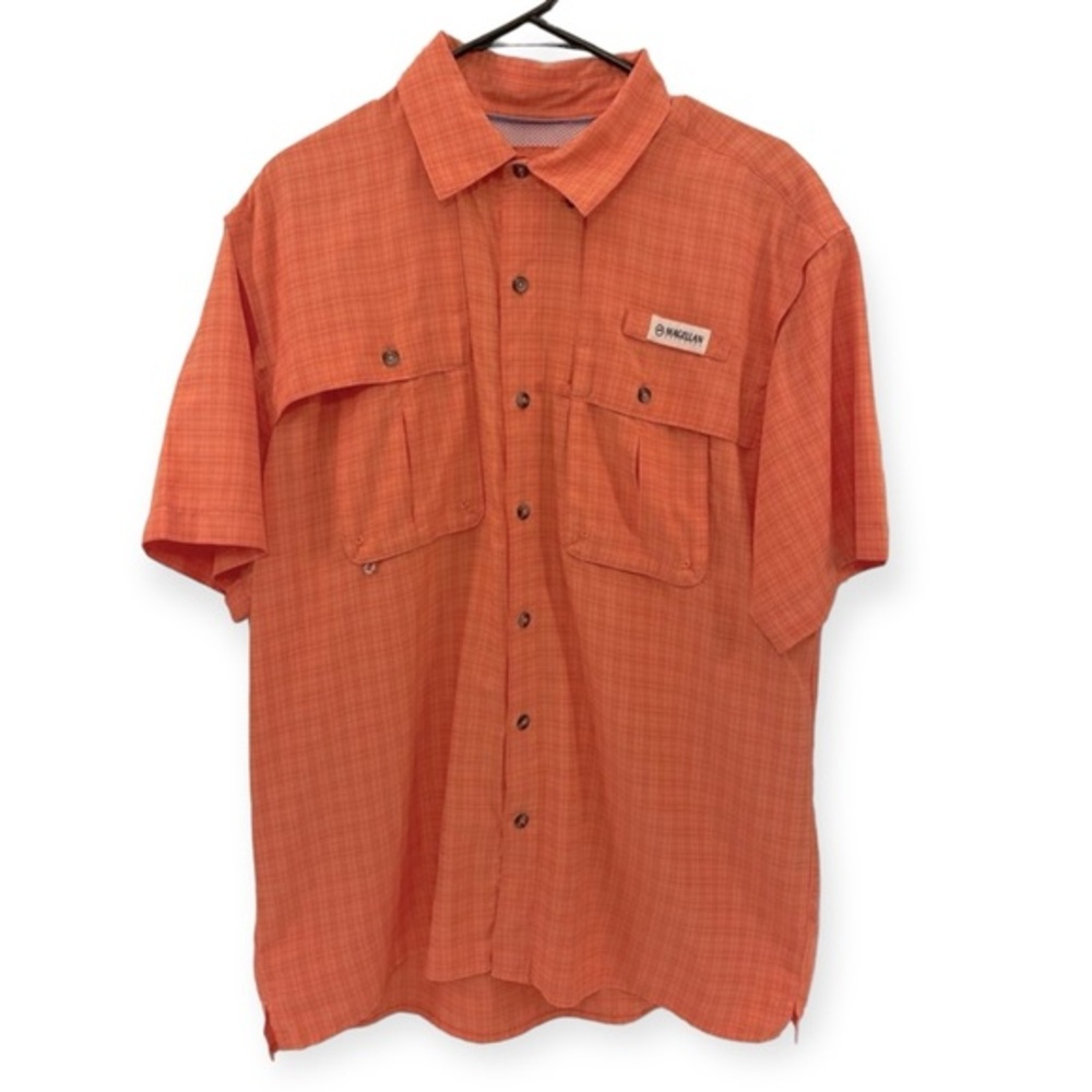 Magellan Mens Fish Gear Mag Wick Angler Fit Short‎ Sleeve Button Down Shirt M